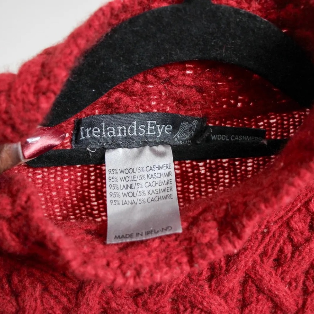 Wool & Cashmere Cable Knit Sweater | Deep Red Textured Knit | Cozy Minimalist - Picture 4 of 6